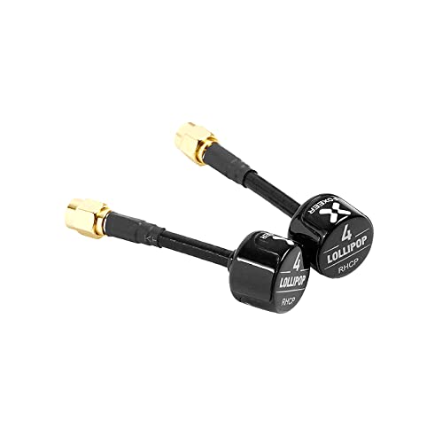 Foxeer 2pcs FPV Antenna Lollipop 5.8G 2.6dBi Super Mini RHCP Antenna SMA Male for RC Drone FPV Quadcopeter Multicopter TX/RX (Black)