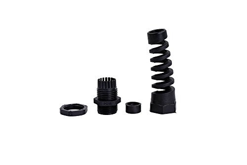Tusrai 10pcs IP68 Waterproof M22 PG16 Cable Gland Connector Flex Spiral Strain Relief Protector with Lock Nut Rubber Washer for 10-14mm Wire Thread