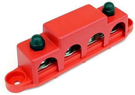 Bay Marine Supply Busbar ‚Äì 4-Post Stainless Steel 5/16" Stainless Power Distribution Block - 250A Rating - Red Large 4-Post 5/16" (250A)