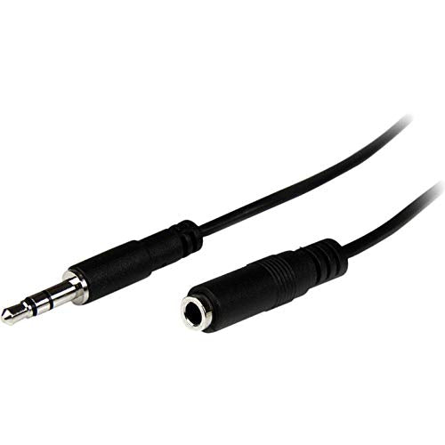 StarTech.com 1m Slim 3.5mm Stereo Extension Audio Cable - M/F - Mini Stereo Extension - 3.5mm Extension - Headphone Ext Cord (MU1MMFS), Black 3 ft / 1m