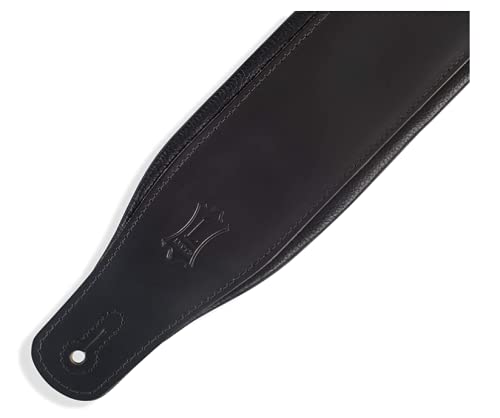 Levy's Leathers 3" Wide Leather Guitar Strap with Foam Padding and Garment Leather Backing; Black (M26PD-BLK) with 10 BONUS Epic Accessories Guitar Picks .71mm Medium