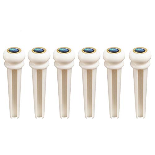 Acoustic Guitar String End Bone Nut Bridge Saddle Abalone Pins Replacements Set (Only 6pcs Pins) Only 6pcs Pins