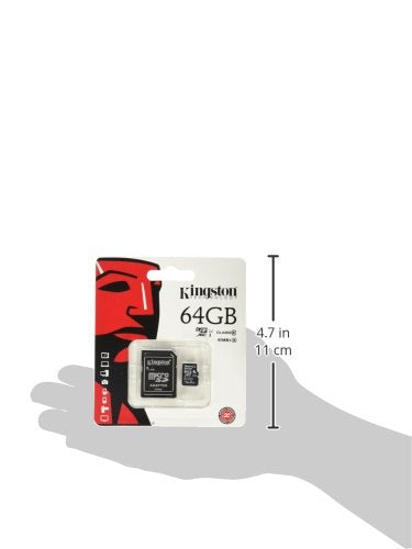 Kingston Digital 64 GB microSD Class 10 UHS-1 Memory Card 30MB/s with Adapter (SDCX10/64GB) Standard Packaging