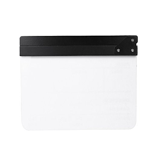 Andoer Acrylic Clapboard Dry Erase Director Film Movie Clapper Board Slate 9.6 11.7" with Color Sticks