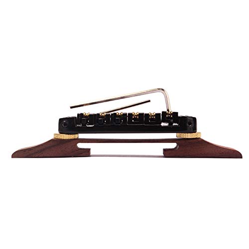 Alnicov Black Plated Roller Saddles Rosewood Bridge Set For Jazz Guitar