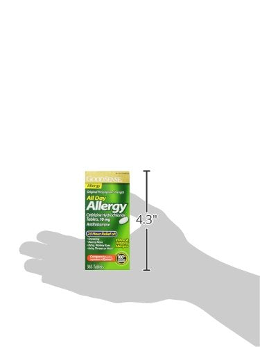 GoodSense All Day Allergy, Cetirizine Hydrochloride Tablets, 10 mg, Antihistamine, 365 Count 365 Count (Pack of 1)