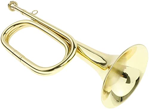 TUOREN Gold Bugle Cavalry Trumpet Brass Instrument for School Band Cavalry Beginner Military Orchestra W/Carrying Bag