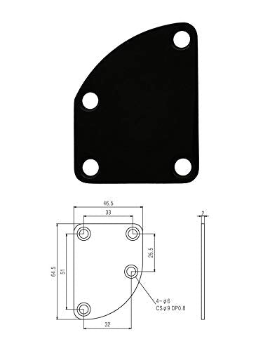 Metallor Electric Guitar Neck Plate Curved Cutaway Semi Round Neck Joint Back Mounting Plate 4 Holes with Screws Compatible with Stratocaster Telecaster Style Guitar Bass Parts Replacement Black