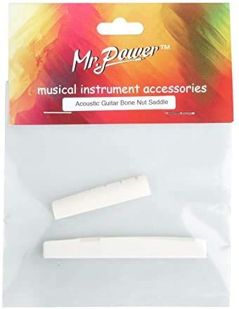 Mr.Power 6 Strings Guitar Bone Bridge Saddle and Nut Made of Real Bone (For Acoustic) For Acoustic