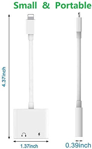 2Pack Lightning to 3.5mm Headphones Jack Adapter,Apple MFi Certified 2 in 1 iPhone Headphone Adapter Dongle Charger Jack Lightning to 3.5mm AUX Cord Splitter Compatible with iPhone 12/11/XS/XR/X/8/7