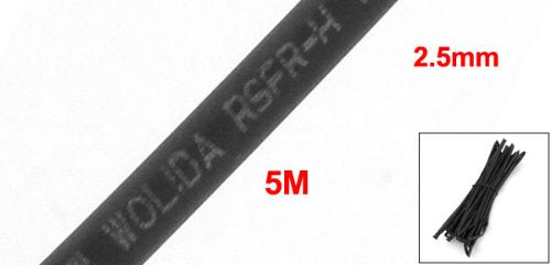 uxcell 2.5mm Dia. Black Heat Shrinkable Tube Shrink Tubing 5M 16.4Ft