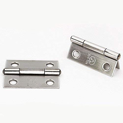 Adiyer 10pcs 304 Stainless Steel 1.5-inch Folding Butt Hinges Home Furniture Hardware Door Hinge Small Hinges for Wooden Boxes Lid Jewelry Box Crafts (38mm x 30.5mm x 1mm) 38x30.5x1mm w Screws