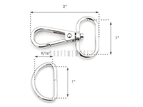 [AUSTRALIA] - CRAFTMEMORE 10 Sets Gunmetal Snap Hooks Lobster Clasp Black Swivel Push Gate Fashion Clips with D Rings Bag Craft Accessories FSD1 (1 Inch) 1 Inch 