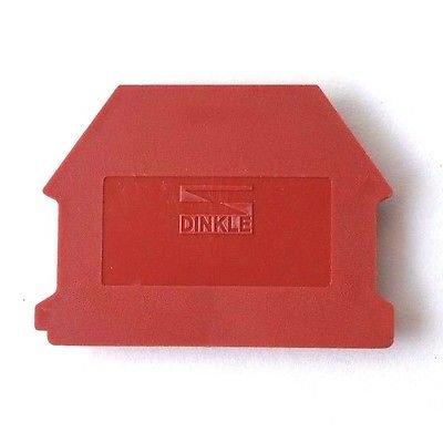 Dinkle DK4NC-RD DIN Rail Terminal Block End Cover for DK2.5N-RD DK4N-RD Red, Pack of 50
