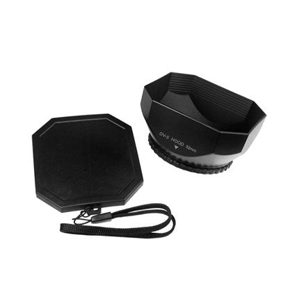 Mennon DV-s 52 Screw Mount 52mm Digital Video Camcorder Lens Hood with Cap, Black