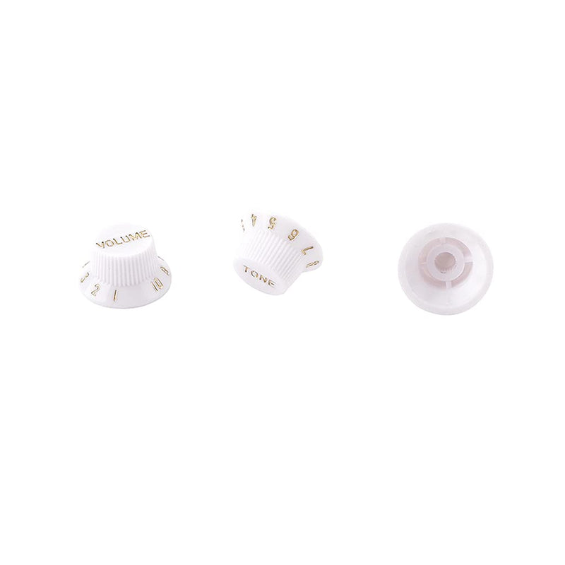 Alnicov 3 in 1 Speed Volume Tone Guitar Control Knobs Plastic Knobs for Left Hand Guitar Bass Parts,White