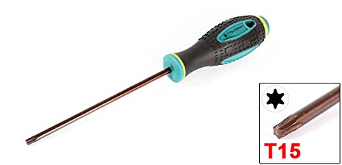 uxcell Torx Screwdriver, T15 Security Magnetic Star Screw Driver with 4" Metal Shaft and Black Green Handle