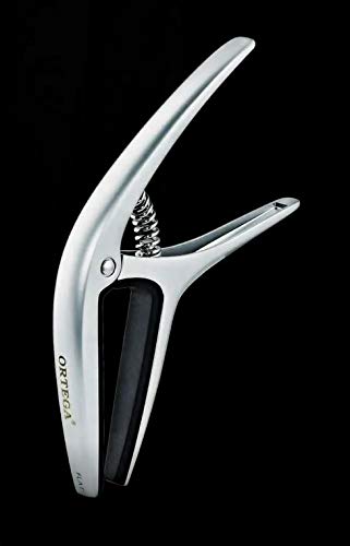 Ortega Guitars Twin Capo TWCAPO-CR - Reversible Two Way Capo Fits Curved and Classical Flat Fretboards, Chrome