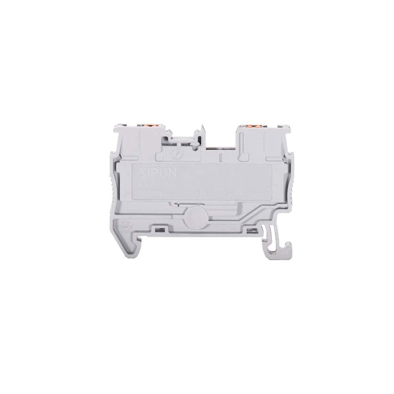 SIPUN ST2-2.5 Din Rail Terminal Block Spring Push in PT Type 2.5mm Screwless Wire Terminal 50 Pcs with Cover End Stop Jumper