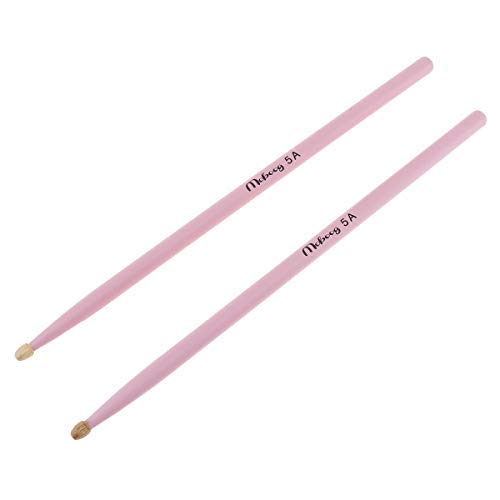 Origlam 2Pcs 5A Drum Sticks, 5A Maple Wood Drumsticks, Non-Slip Drum Sticks, 5A Wood Tip Maple Wood Drumstick For Kids Students and Adults (Pink)