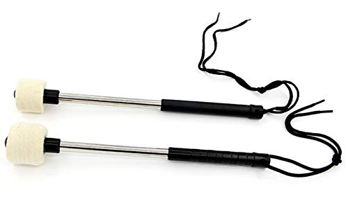 Tzong Bass Drum Mallet Felt Head Percussion Mallets Timpani Sticks with Stainless Steel Handle