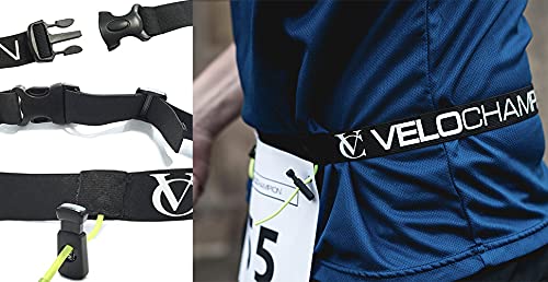 VeloChampion Running, Triathlon, Marathon Number Belt. No pins Needed. Adjustable & 2 Styles Available Run Belt