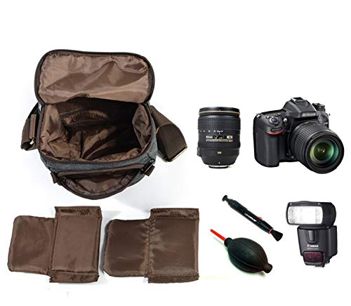 Waterproof Camera Bag/Case, Vintage Canvase Leather Trim DSLR SLR Camera Shoulder Messenger Sling Bag for for Nikon, Canon, Sony, Pentax, Olympus Panasonic, Samsung & Many More Coffe-2