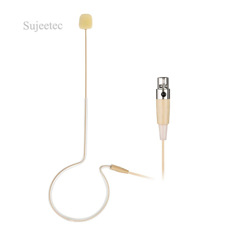 [AUSTRALIA] - Sujeetec Pro Earset Microphone Headset Headworn Microphone Over Ear Condenser Mic for AKG Wireless System Bodypack Transmitter, Ideal for Singing, Presentation, Churches, Lectures – Beige Mini XLR TA3F Plug(for AKG Only) 