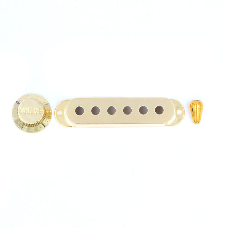 Alnicov Guitar Pickup Covers 6 Hole Single Coil Switch Tip Holder 2 T1V Knobs Set for Strat ST Electric Guitar Golden