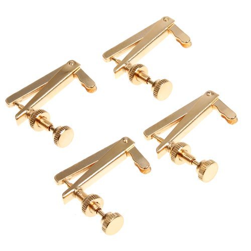 Sky 4pcs Violin Parts String Adjuster Fine Tuner 3/4-4/4 Violin Parts Accessories Pack of 4 (Gold) Gold