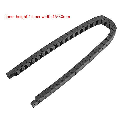 Cable Drag Chain, 15mm x 30mm Black Reinforced Nylon CNC Machine Tool Cable Wire Carrier 1M