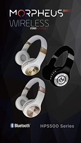 Morpheus 360 Bluetooth Headphones, Wireless Headphones Over Ear, Wireless Headset with Microphone, White with Rose Gold Accents, Comfortable Design HP5500R