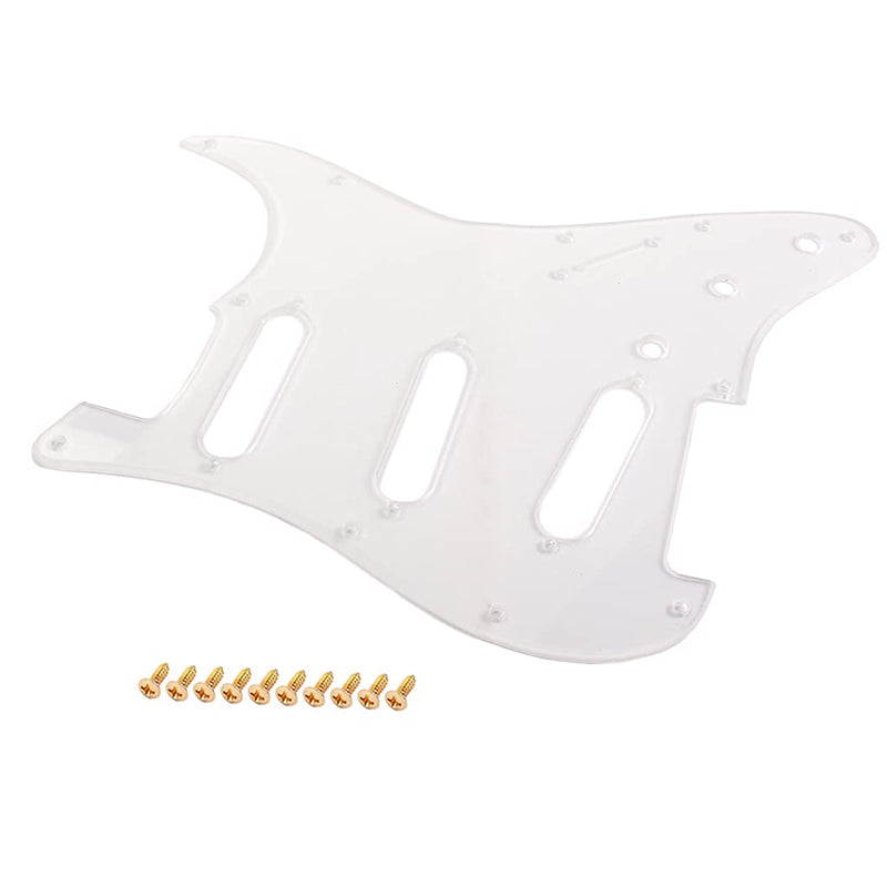 Alnicov 11 Hole PVC Clear SSS Guitar Pickguard Scratch Plate With Gold Screws for ST Electric Guitar