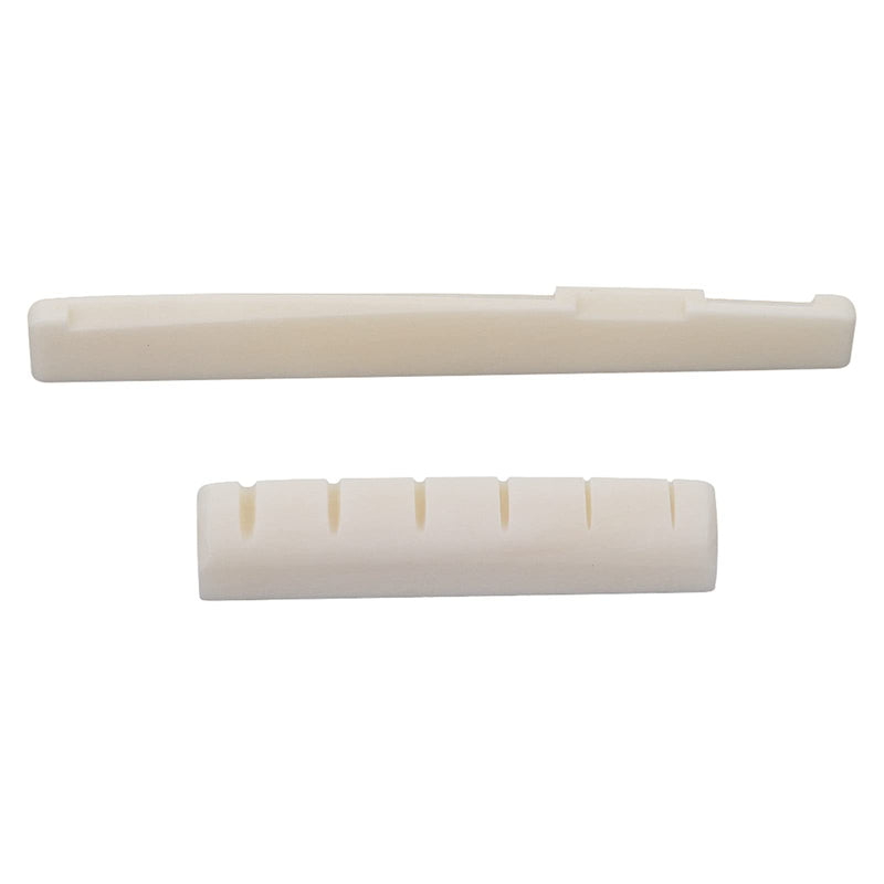 1 Sets 2pcs Left handed 6 String Acoustic Guitar Bone Bridge Saddle and Nut Set Made of Real Bone 43x6x9/72x3x9mm
