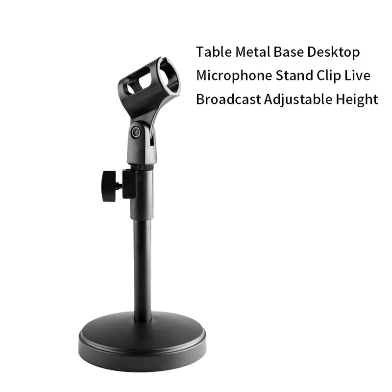 FDKJOK Desktop Microphone Stand, Upgraded Adjustable Height Table Mic Stand with Non-Slip Metal Base, Microphone Stand Clip for Live Broadcast Black