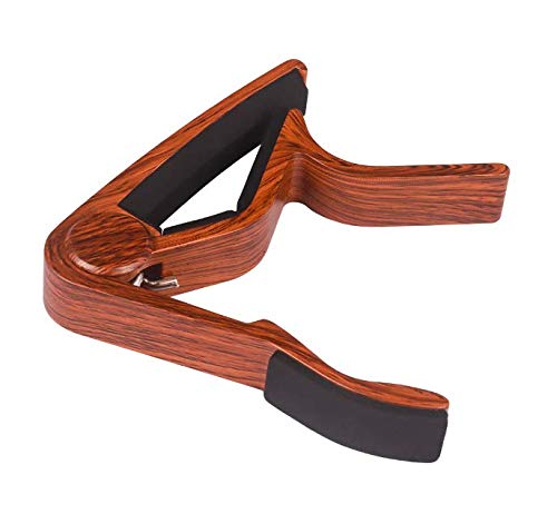 VOARGE Guitar Capo Trigger Capo Guitar Rubost Zinc Alloy Capo for Acoustic Guitar, Ukulele, Electric Guitar, Bass with Wood Colour Mirabow Colour