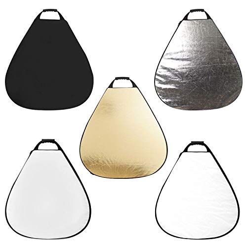 FOTOCREAT 32 Inch/80CM 5-in-1 Portable Triangle Reflector with Handle for Photography Photo Studio Lighting & Outdoor Lighting 32”(80cm) 5 in 1 Triangle