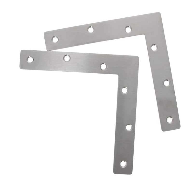 MroMax 4PCS L-Shaped Right Angle Bracket (L x W) Stainless Steel Right Angle Bracket Fastener Silver PCS