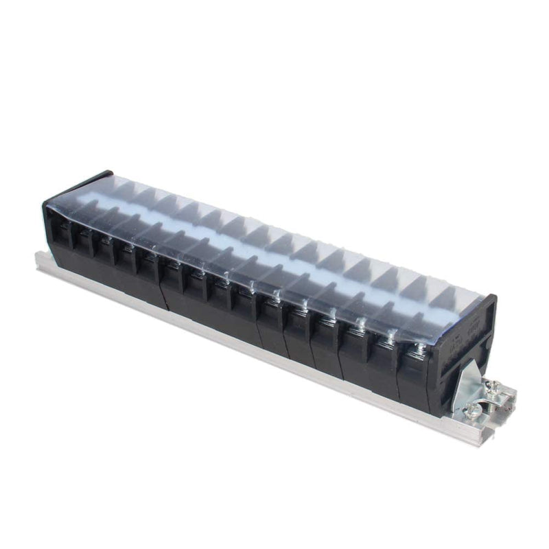 Fielect TD-1540 DIN Rail Terminal Block Row 40 Positions 660V 15A Covered Barrier Screw Terminal Block Wire Barrier Block Terminal Strip, 1Pcs