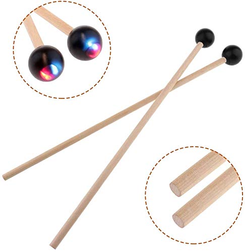 Alnicov Drum Bell Mallets Rubber Mallets with Maple Wood Handle Black Drumstick for Percussion Bell Glockenspiel (1 Pair)