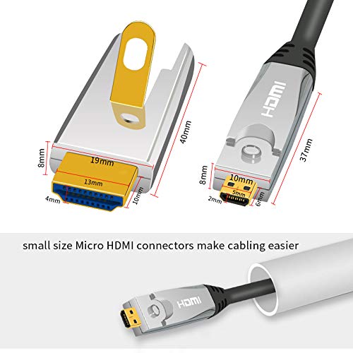 Jeirdus 20ft 6Meters AOC HDMI Fiber Optic Cable 18Gbps High Speed 4K60HZ, with Small Micro and Standard HDMI Connectors,Easy to Pipe Routing 20ft(6meter)