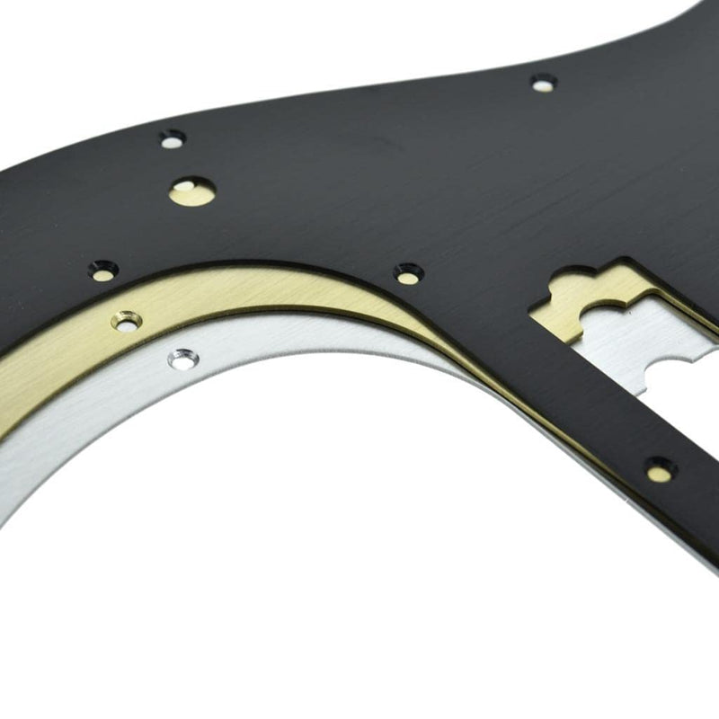 KAISH 13-Hole Metal Aluminium Anodized Left Handed P Bass Style Pickguard American Modern Style Standard Bass Pick Guard for Precision P Bass Black Left Handed Version