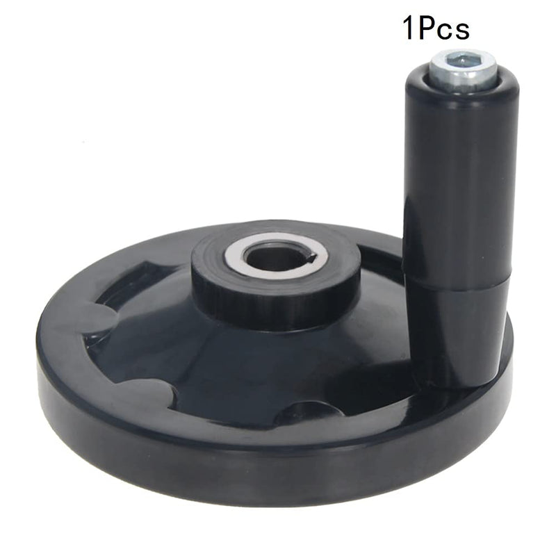 Bettomshin 1Pcs 6.30inch Anti-Slip Lathe Back Ripple Handwheel Black Balelite w Revolving Handle Center Hole Diameter 16mm/0.63inch for Milling Machine Lathes Grinders Black