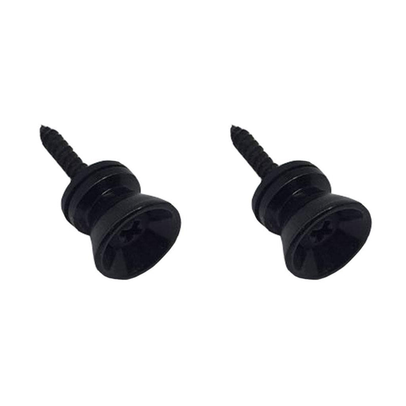 Pakala66 Metal Strap Buttons End Pins with Mounting Screws for Electric Acoustic Guitar, Bass, Ukulele (Black-2 Pack) Black-2 Pack