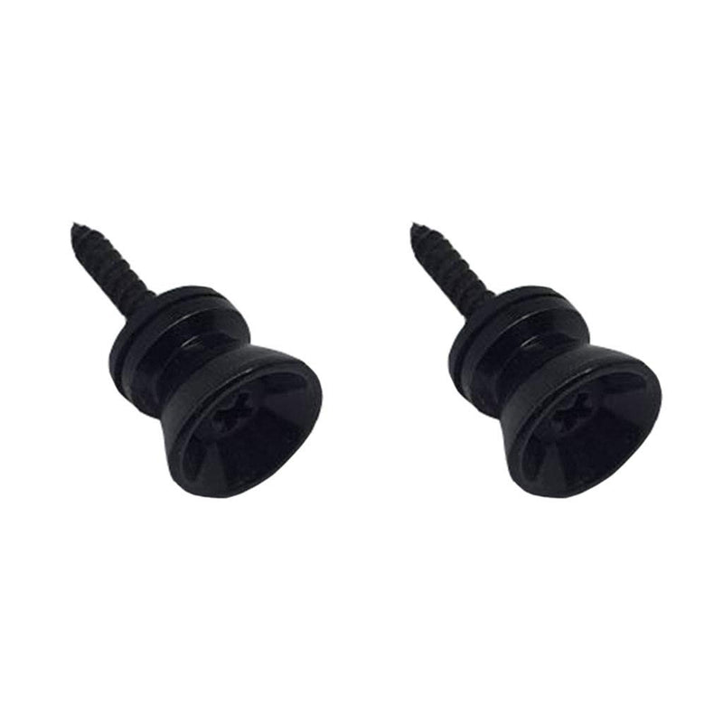 Missmore Metal Strap Lock Buttons End Pins with Mounting Screws for Electric Acoustic Guitar, Bass, Ukulele, Black-2 Pack