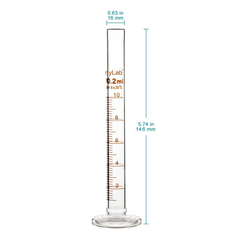 StonyLab 4-Pack Borosilicate Glass 10ml Heavy Wall Graduated Cylinder Measuring Cylinder, 10ml 10 ml