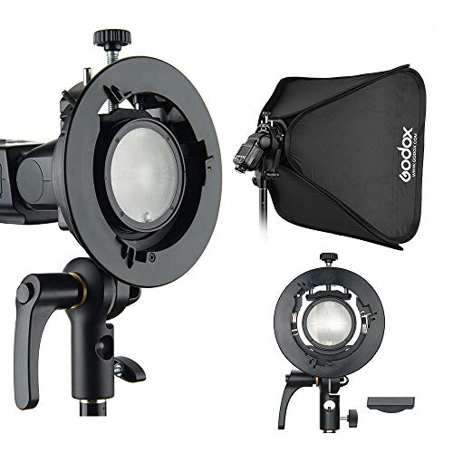 Godox S2 Speedlite Bracket Bowens Mount Holder for Speedlite Flash Snoot Softbox Honeycomb Reflector Umbrella(Godox S-Type Upgrade Version)
