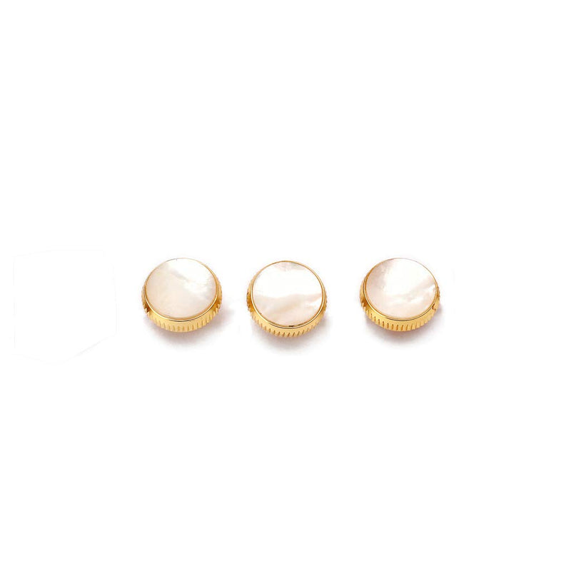 Alnicov Gold Plated White Shell Inlays Trumpet Finger Buttons for Trumpet Replacement Set of 3