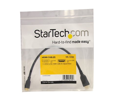 StarTech.com 1 ft High Speed HDMI Cable with Ethernet - HDMI to HDMI Mini- M/M (HDMIACMM1),Black