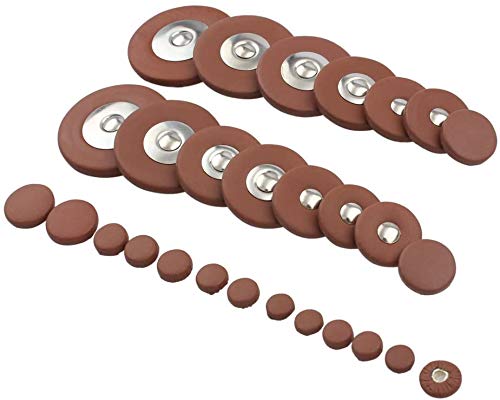 Alnicov 28Pcs Sax Leather Pads Replacement Accessories for Soprano Saxophone Brown